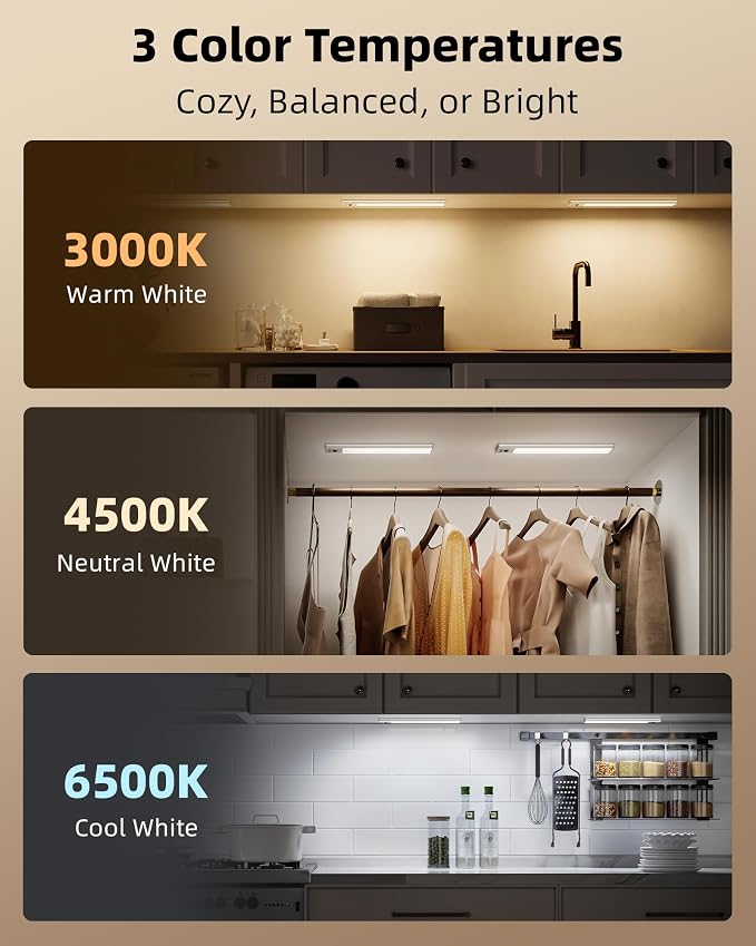 EZVALO 5-Pack Under Cabinet Lighting, 3300mAh Rechargeable Motion Sensor Light - Image 7