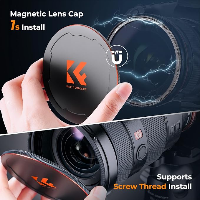 K&F CONCEPT 49mm Magnetic MC UV Lens Protection Filter + Lens Filter Cap - Image 6