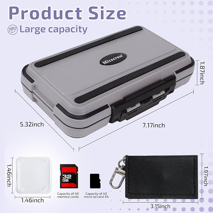 36-Slot Memory Card Case with 36 Transparent Holders & 60 Writable Labels - Image 2