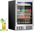 Stopasd Beverage Refrigerator Cooler, 5.3 Cu.Ft/166 Can Drink Fridge with Adjustable Shelves & Glass Door for Soda Wine Beer, Quiet Undercounter Small Fridge for Home/Office/Bar/Garage(37-61 ℉),Sliver by Stopsad
