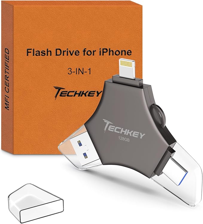 MFi Certified USB 3.0 Flash Drive 128GB by Techkey