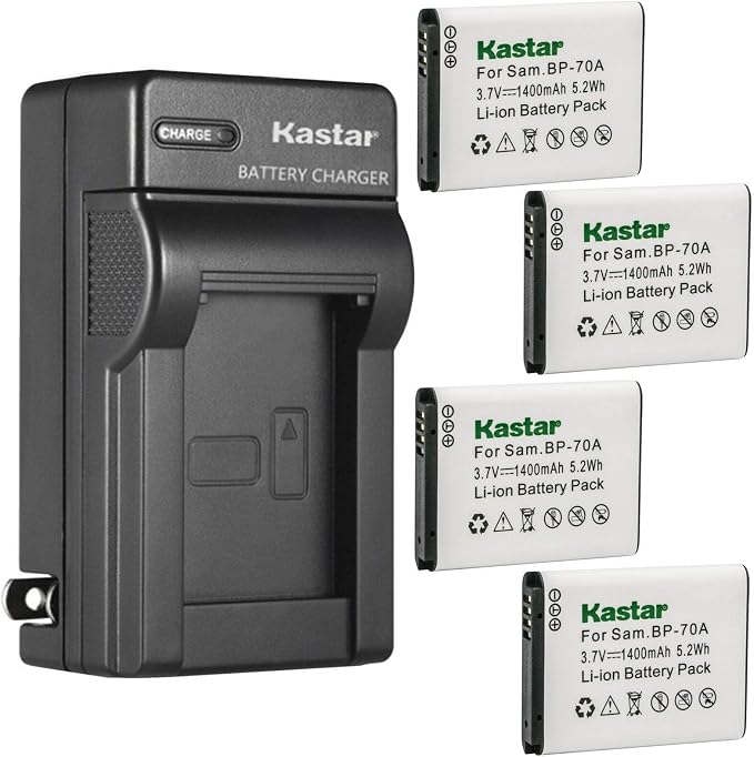 Kastar 4-Pack BP-70A Battery and AC Wall Charger Replacement by Kastar