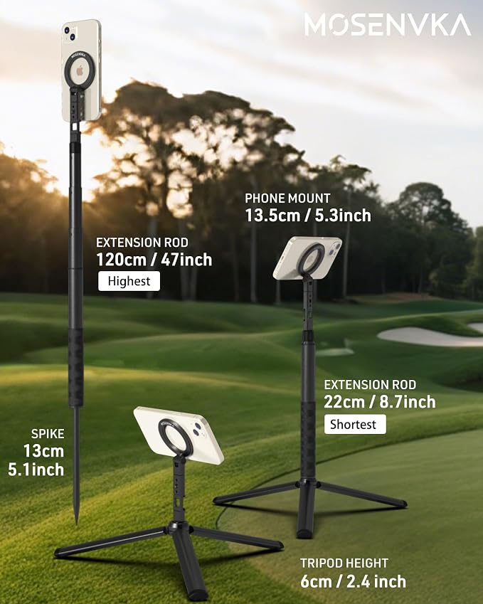 MOSENVKA Golf Tripod & Monopod Magnetic Phone Holder Golf Selfie Stick Tripod - Image 2