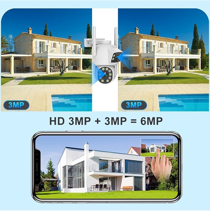 EVERSECU Dual Lens Linkage 6MP WiFi PTZ Security Camera Outdoor, 360° View - Image 4