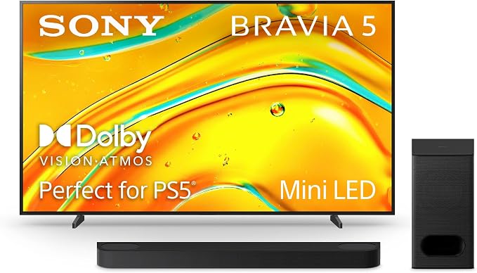 Sony BRAVIA 98-Inch 4K Mini LED Smart TV (K-98XR50, 2025) & BRAVIA Theater Bar 6 3.1.2ch Soundbar with Wireless Subwoofer Bundle by Unknown