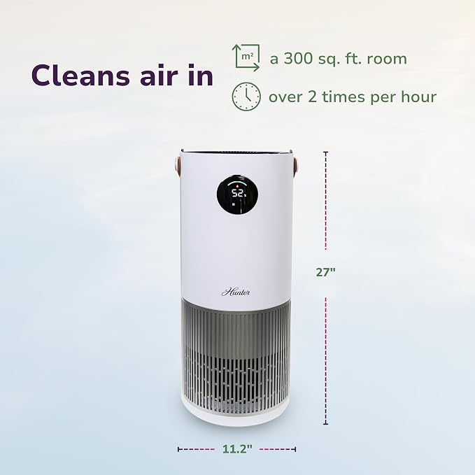 Hunter Fan Company Humidifier and Air Purifier In One, Advanced Filtration Air Purifiers for Home, Air Purifiers for Home Pets, Humidifiers for Bedroom and Humidifiers for Bedroom Baby, White/Silver - Image 5