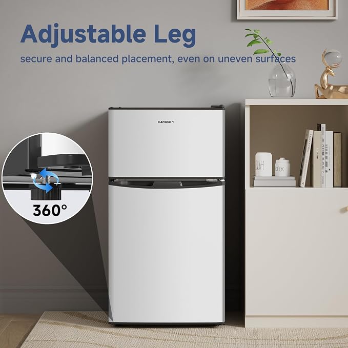 3.2 CU.FT Mini Fridge with Freezer for Bedroom Office Silver | 2 Door Small Refrigerator, Quiet Compact Fridge for Home, Dorm, Apartment, Garage, RV, Adjustable Thermostat, Low Noise - Image 6
