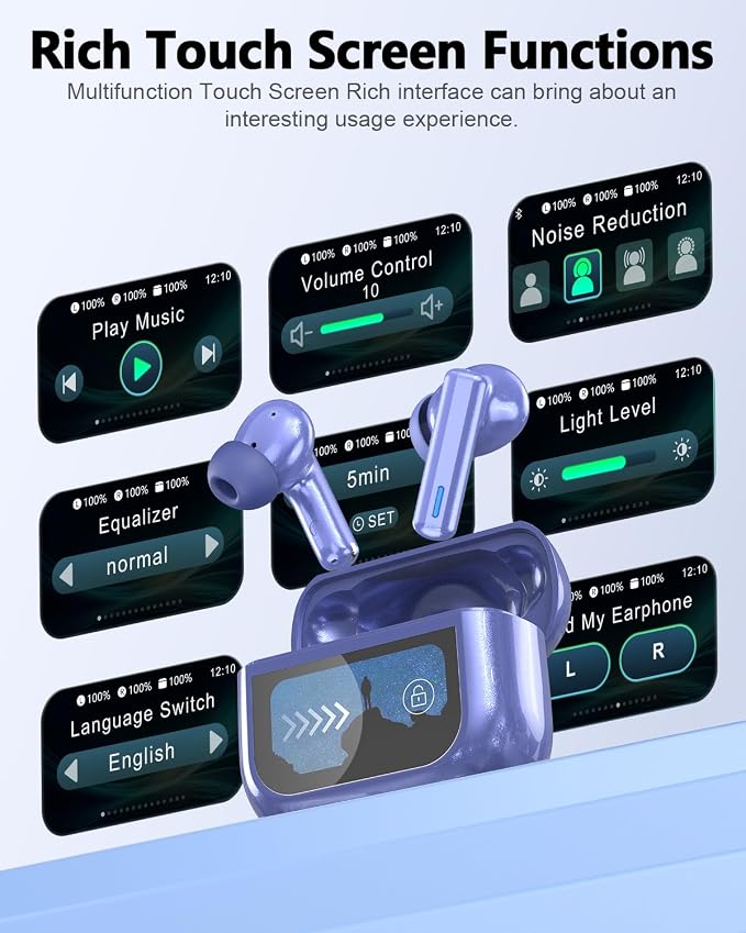 ZIUTY Wireless Earbuds, ANC ENC Noise Cancelling Ear Buds with Touch Screen | 40H Stereo Deep Bass, Bluetooth Headphones with Transparency Mode, IPX7 Waterproof, Clear Calls, 5 EQ for iOS Andoid,Darkblue - Image 2