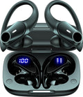 Active Noise Cancelling Ear Buds Wireless Earbuds 80H Playtime Bluetooth Headphones with LED Display Case, Hi-Res Audio Clear Calls Earphones with Over Ear Hooks for Running Gym Workout Travel Black by GOLREXWIRELESSEARBUDS