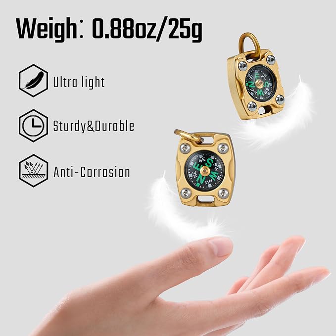 MecArmy Mini Titanium/Brass Compass, Waterproof IPX5 Pocket Compass - Image 4