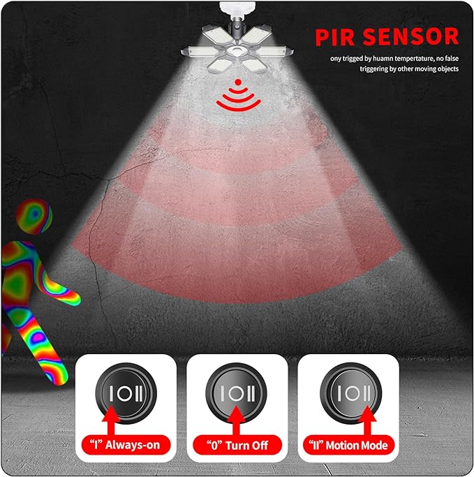 LED Garage Light Motion Sensor - 200W Deformable Garage Lights Ceiling LED - Image 4