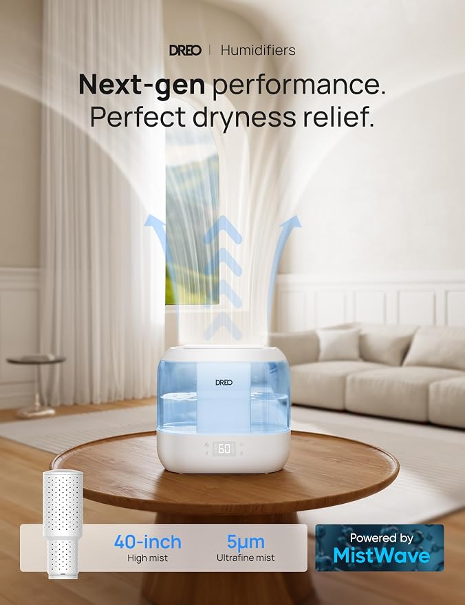 Dreo Smart Humidifiers for Bedroom-Filter Included,Top Fill 4L Humidifier Large Room with 28 dB, 36H Runtime, Touch/APP/Voice Control, Nightlight, Cool Mist Humidifiers for Baby, Plants, Indoor, Blue - Image 4