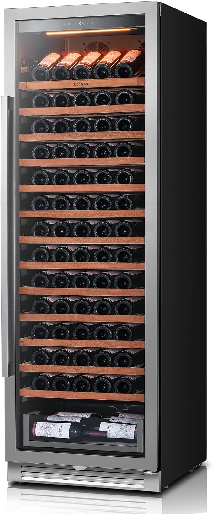 Ca'Lefort 24 Inch Wine Fridge, 166 Bottle Built-In Wine Cooler | 69-Inch Tall Wine Cellar, Quiet Inverter Compressor, 40-65°F Temperature Control, Display Shelf, Glide-Out Shelves & Drawer by CaLefort