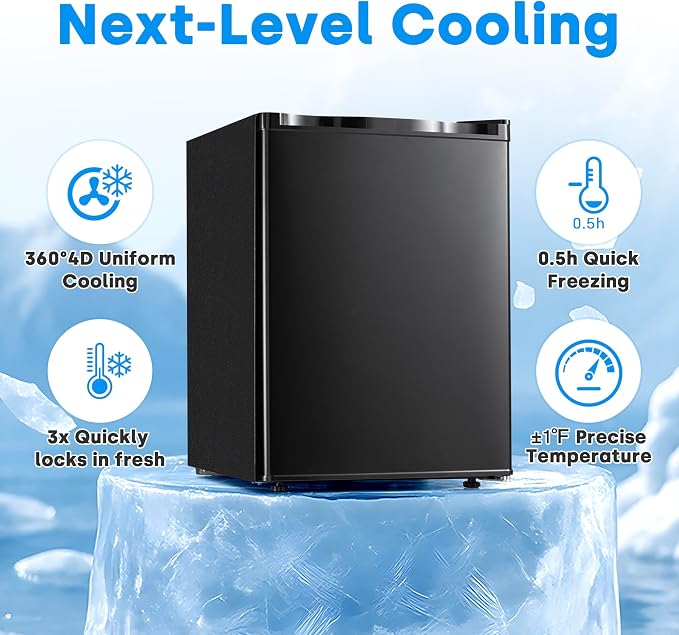 Erivess 2.1 Cu.ft Upright Freezer, Small Mini Freezer with 7 Temp Settings | Large Capacity, Energy Saving & Low Noise Free Standing Single open Door Mini Freezer for Home, Apartment, Garage, Dorms - Image 6