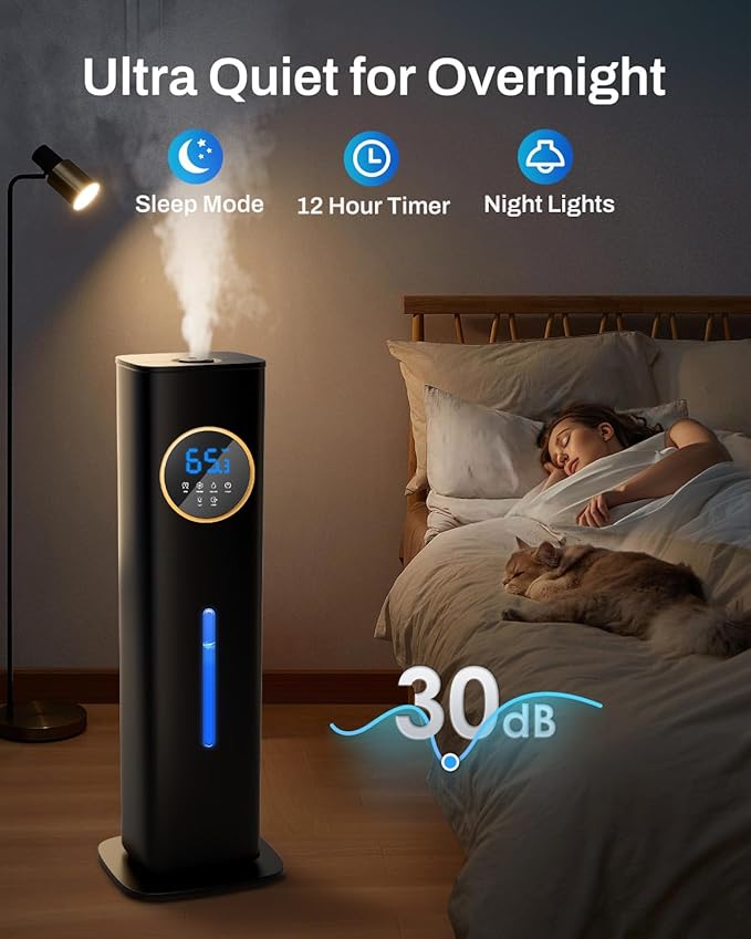Humidifier Large Room Bedroom with Night Light, 2.1Gal(8L) Humidifiers for Home with Essential Oil Diffuser, Top Fill Whole House Cool Mist Humidifiers for Plants Baby Kids Adults(Black) - Image 6
