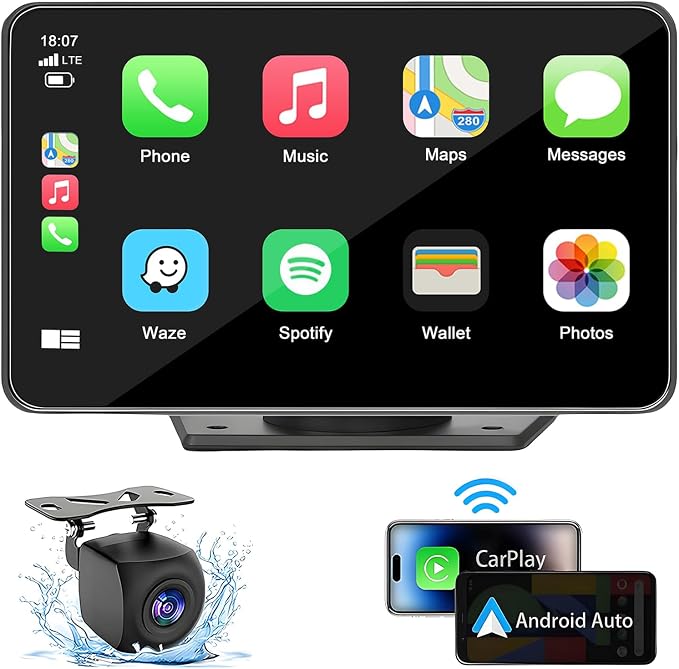Capapro 7" HD Portable Carplay Wireless Touch Screen Double Din Car Stereo - Image 7