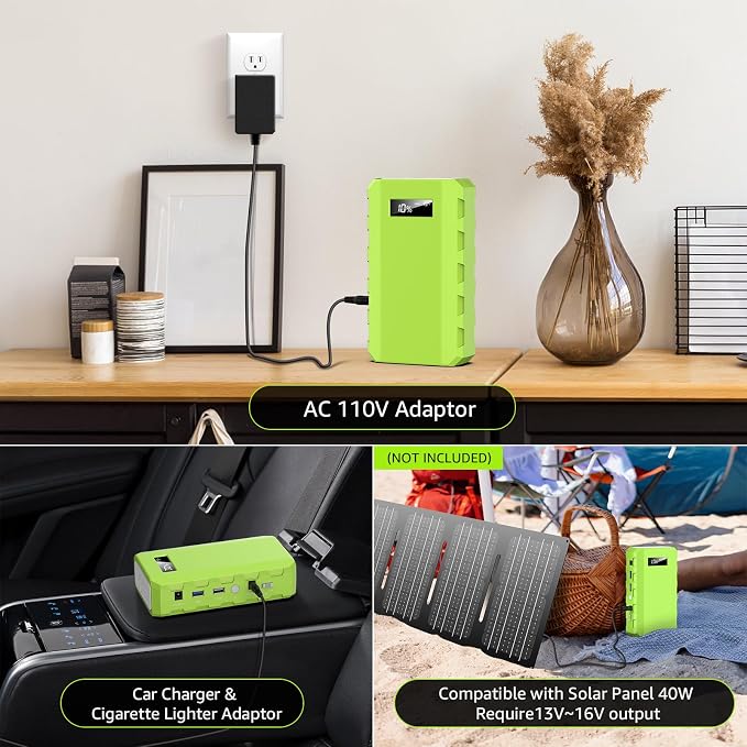 powkey Portable Power Station with AC Outlet, 65W/110V External Battery Pack 24000mAh/88.8Wh Power Pack, Portable Power Source Supply Backup for Outdoor Tent Camping Home Office - Image 6