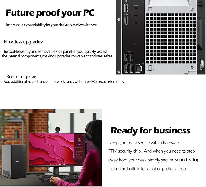 Dell 2026 Tower PC Ect1250 Desktop Computers 16GB DDR5 RAM, 512GB PCIe SSD | 14th Gen Intel Processor, Copilot AI, WiFi 6, Bluetooth, DisplayPort, HDMI, Type-C, Windows 11 Pro for Home & Business - Image 3