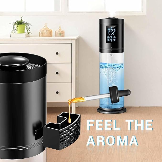 8L/2.1 Gal Humidifiers for Bedroom Large Room, 4 Levels Cool Mist Humidifier with Clear Tank, 7 Color Lights Essential Oil Diffuser with 16H Timer, Top Fill Air Humidifier for Home Plants - Image 4