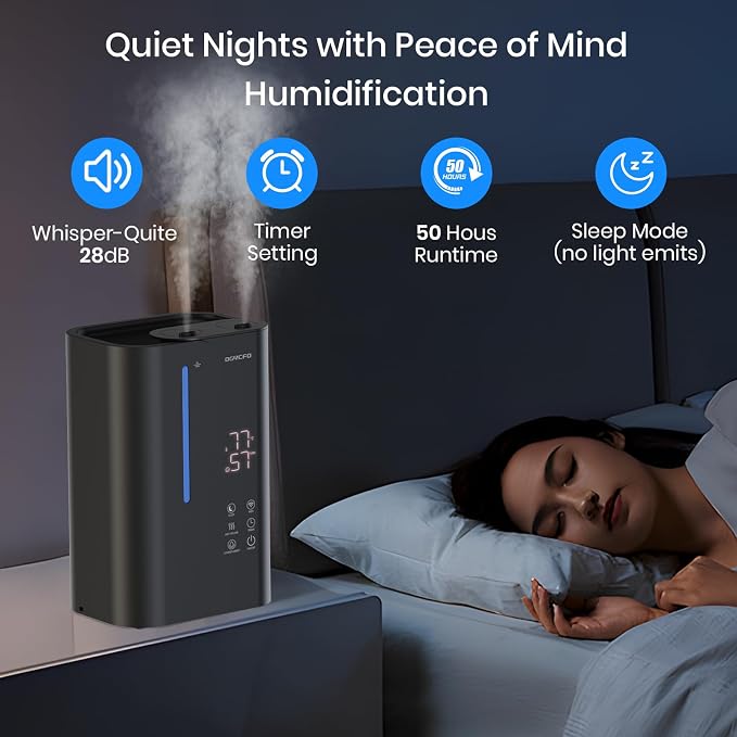 5L Cool Mist Humidifiers for Bedroom Large Room, Top Fill Ultrasonic Smart Air Humidifier for Baby & Plants with Essential Oil Diffuser, 50H Runtime 28 dB Quiet Baby Humidifier - Image 4