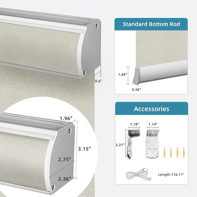 SmartWings 70% Light Filtering Motorized Roller Shades Work - Image 5