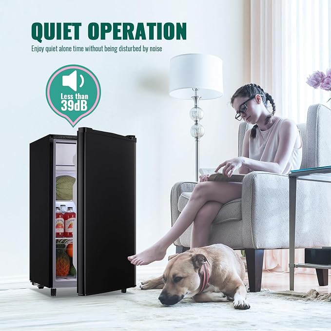 Compact Refrigerator 3.2 CU.FT Mini Fridge with Freezer Single Door Adjustable Temperature Side Door Wire Rack suit for Dorm Office Apartment BLACK - Image 7