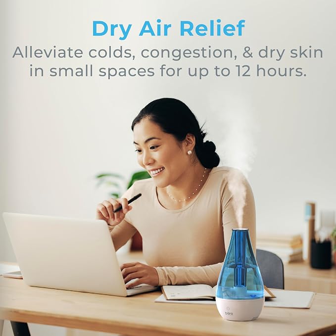 Pure Enrichment MistAire Studio Ultrasonic Cool Mist Humidifier - Small & Compact, Overnight Operation, 2 Mist Settings, Optional Night Light, & Auto Shut-Off - For Offices, Plants & Small Spaces - Image 2