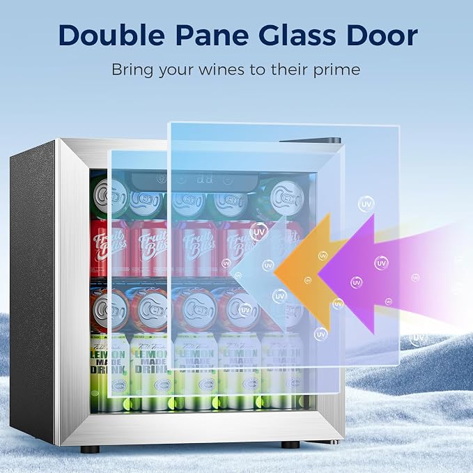 Beverage Refrigerator, 50 Cans Commercial Mini Fridge Cooler, 1.3 Cu.ft with Glass Door, Adjustable Shelves, Digital Temperature Freestanding Small Drink Fridge Soda Beer or Wine for Home Dorm Bar - Image 3