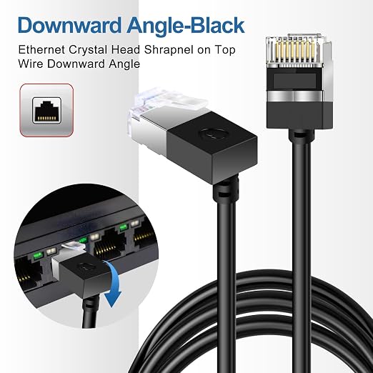 Ultra Thin Cat 6 Ethernet Cable 90° Downward Angle 30 Feet, Flexible & Slim - Image 5