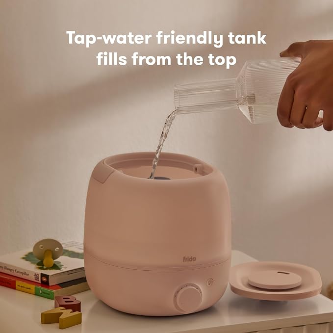 Frida Baby 3-in-1 Cool Mist Humidifier for Large Rooms, Top Fill Humidifier for Bedroom, Allergy Relief, 60 Hour Runtime + Nightlight, Auto Shut-Off, Quiet, Carry Handle, Essential Oil Diffuser - Image 3