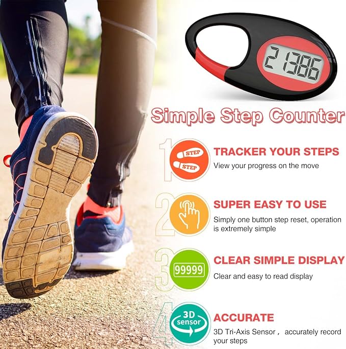 Simple 3D Step Counter, Walking Pedometer, Steps Tracker - Image 2