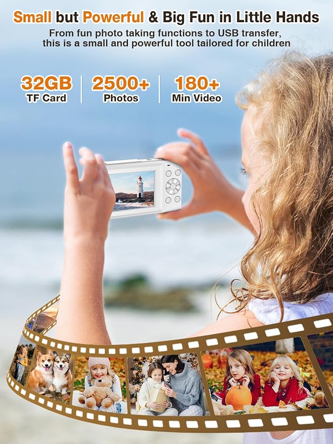 Digital Camera, FHD 1080P Kids Camera 44MP Point and Shoot Digital Cameras - Image 6