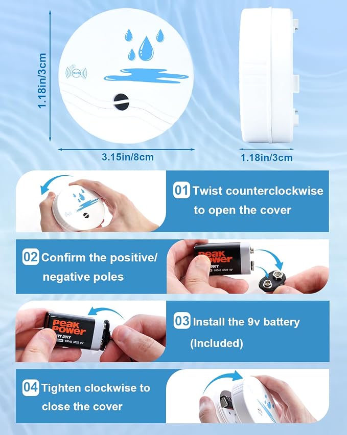 8 Pack Water Leak Detectors for Home, 100dB Waterproof Water Sensor Alarm Leak - Image 6