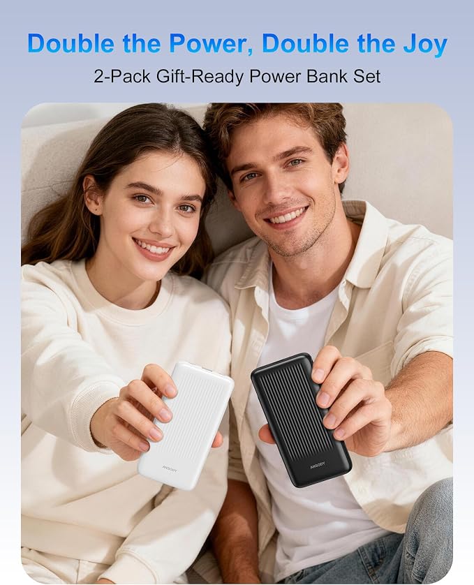 2-Pack Portable Charger, 10000mAh 22.5W Compact USB C Power Bank Fast Charging with 2 Outputs & 2 Inputs, LED Display Battery Pack Compatible with iPhone Samsung iPad Tablets, Black & Black - Image 8
