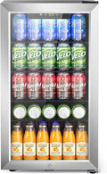 Electactic Mini Fridge 130 Can Lockable Beverage Refrigerator Cooler, 3.1 Cu.Ft Drink Fridge Silver Glass Door for Soda Wine Beer, Digital Temperature Control Cooler for Home,Bar by Electactic