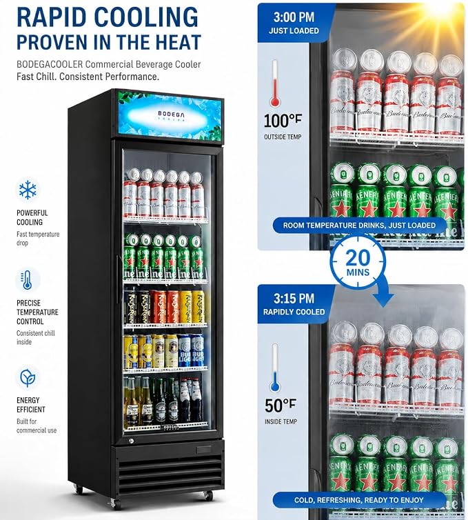 BODEGACOOLER Beverage Refrigerator, 12.5 Cu.Ft. Commercial Glass Door Fridge – Holds 420 Cans, Perfect for Game Day Watch Party & Summer BBQ, Drink Cooler for Home Bar, Patio, Garage, Man Cave - Image 2