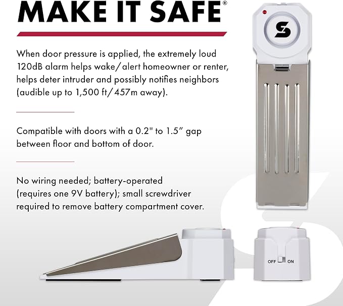 SABRE 120 dB Wedge Door Stop Security Alarm, Extremely Loud Wireless Alarm - Image 5
