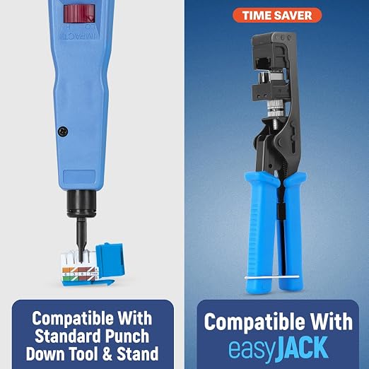 Everest 90° Angled RJ45 Cat6A Keystone Jacks 20-Pack in Blue - Image 4