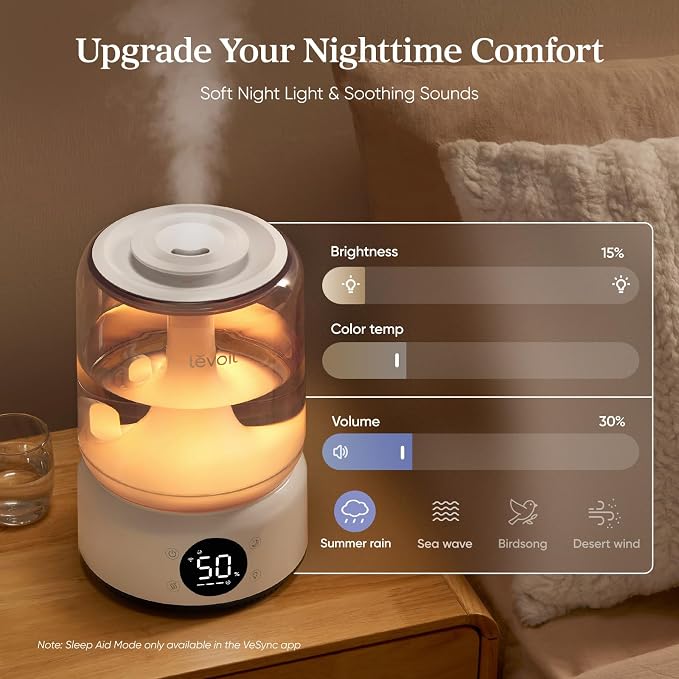 LEVOIT Smart Humidifiers for Bedroom, 4.2L Top Fill for Large Room with 42H Runtime, Dishwasher Safe Easy to Clean, 21dB Cool Mist for Baby, Plants, APP/Voice Control, Scene Mode With Light & Music - Image 4
