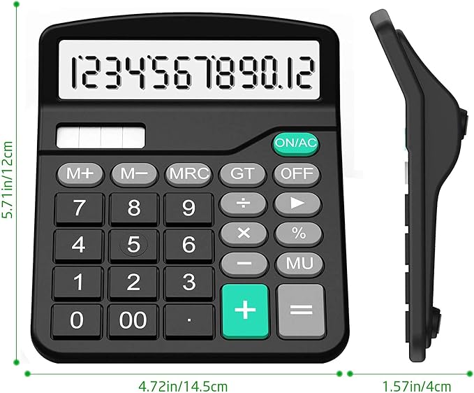 Calculator, Splaks 2 Pack Standard Functional Desktop Calculators Solar and AA - Image 4
