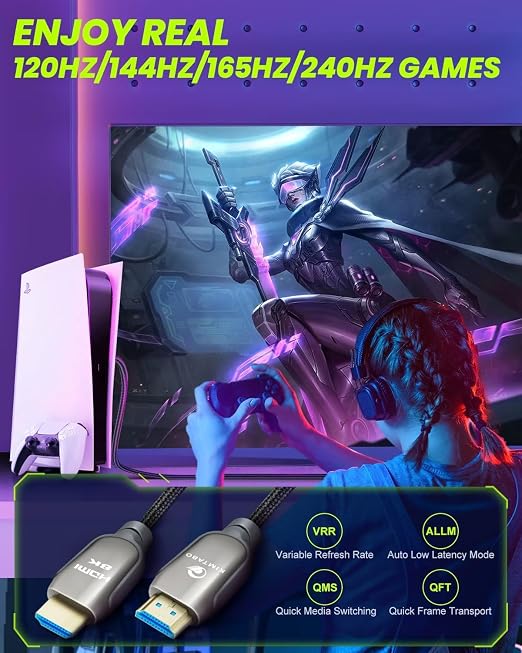Certified HDMI 2.1 Cable 3ft, Ultra High Speed HDMI Cable, 4K HD 120Hz 144Hz 2K - Image 4