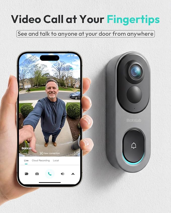 BOTSLAB 5MP Wireless Video Doorbell Camera, 180° Head-to-Toe View, AI Motion - Image 8