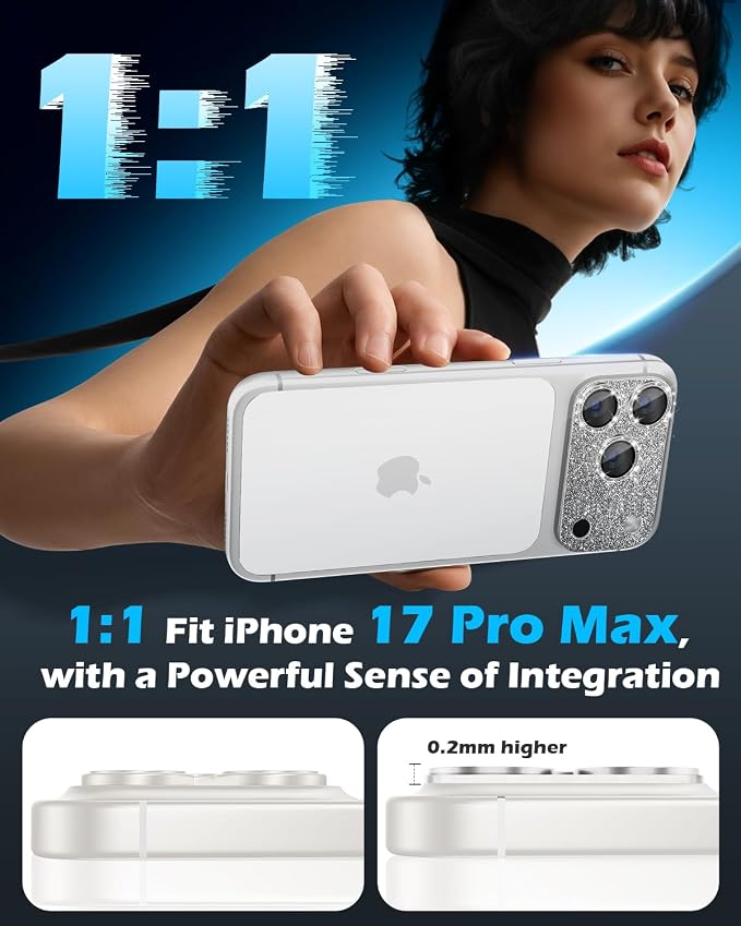 imluckies Compatible with iPhone 17 Pro Max Camera Lens Protector Bling - Image 4