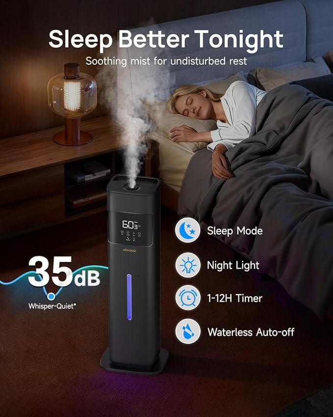 Warm & Cool Mist Humidifiers for Bedroom 500 sq ft, 2.1Gal/8L Humidifier Large Room with Essential Oil Diffuser, Top-Fill Large Room Humidifiers for Home Baby Nursery Plants Office - Image 4