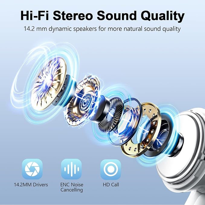 Wekily Wireless Earbuds, Bluetooth 5.3 Headphones with LED Power Display, 2025 New Wireless Earphones, HiFi Stereo,4 ENC Noise Cancelling Mic, 48H Playtime Mini Case IP7 Waterproof for iOS Android - Image 2