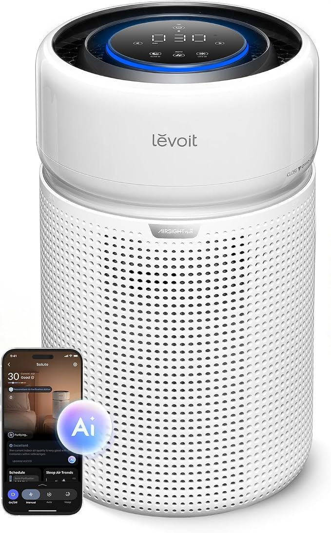 LEVOIT HEPA Air Purifier for Home Bedroom, Allergen Defense, Eleva 300X | 3-Channel Air Quality Monitor, AHAM VERIFIDE, Cover Up to 1208ft², Quiet Smart Room Purifier with AI Insight for Better Sleep by Unknown