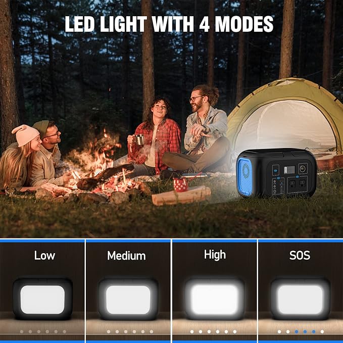 Portable Power Station 600W Power Bank 296Wh Solar Generator Lithium Battery Portable Generator Fast Charging with LED Light Battery Pack 9 Outputs Power Supply for Home Camping Emergency Backup - Image 7