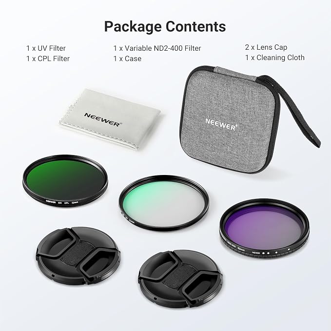 NEEWER 52mm Variable ND + CPL + UV Filter Kit - Image 9