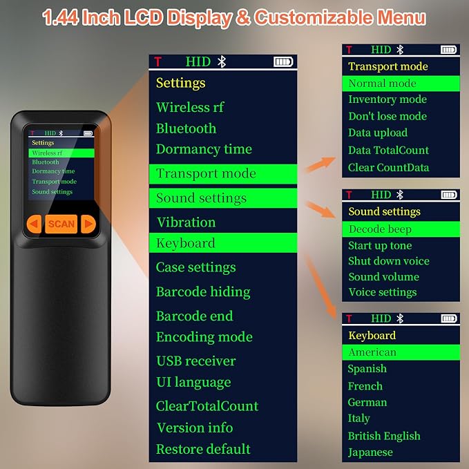 KUIIYER Mini Bluetooth Barcode Scanner, Wireless 2D QR 1D Bar Code Scanners - Image 2