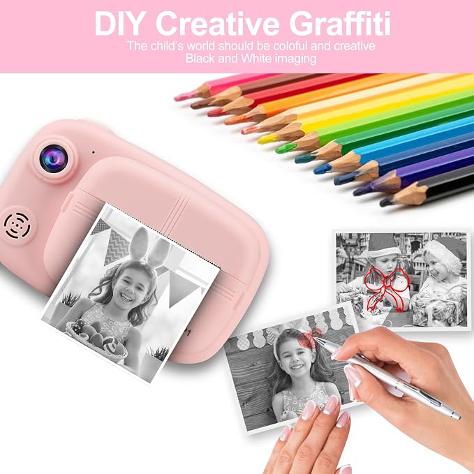 Kids Instant Camera, Mijiaowatch 12MP/1080P Kids Digital Print Camera, 3.5 Inch - Image 6